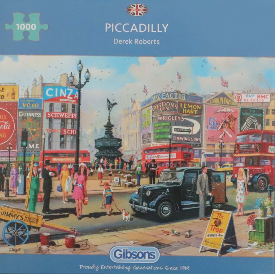 Jigsaw Piccadilly (1000 pieces) Classic buses and a taxi in this well