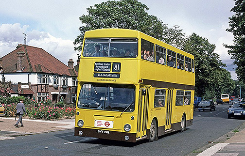 Former DMS1019 – with London Buslines in Bath Road, Hounslow in July 1985, the first month of the new contract. Richard Cripps Former DMS1019 – with London Buslines in Bath Road, Hounslow in July 1985, the first month of the new contract. Richard Cripps