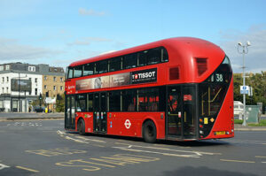 Refurbished Arriva NBfL LT498 with electronic mirrors; Lea Bridge Roundabout stand; 27 September 2025. © David Harman
