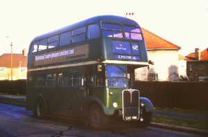 RT4117 has just arrived at Brettgrave prior to taking up the 481 afternoon school working to The Wells and the driver has set the ultimate blind for this journey; 1973 [Graham Burnell]