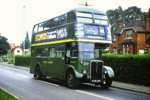 RT3137 at Bookham Station stand in 1974 on the 1704 departure for Tolworth Red Lion where it would turn at the old 603 trolleybus terminus. This smart looking vehicle would run via Ashtead Pond and not directly via the Epsom Road as shown [Graham Burnell]