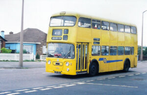 197, one of the Bournemouth Corporation Daimler Fleetlines rotated on loan to Leatherhead garage at a time of dire vehicle shortages in 1976; Chessington Road  [Graham Burnell]