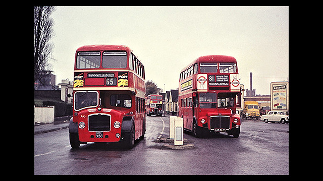 RM1145 on the 81 with a Thames Valley Lodekka at Slough Station [Fred Ivey]