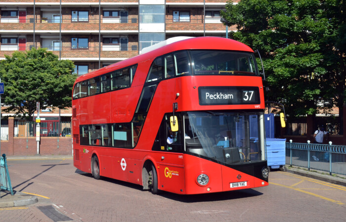 Go Ahead London Volvo B5LH / Wrightbus SRM VHP2 (BV18 YAE) Peckham Bus Station - 5 June 2022 [David Harman]
