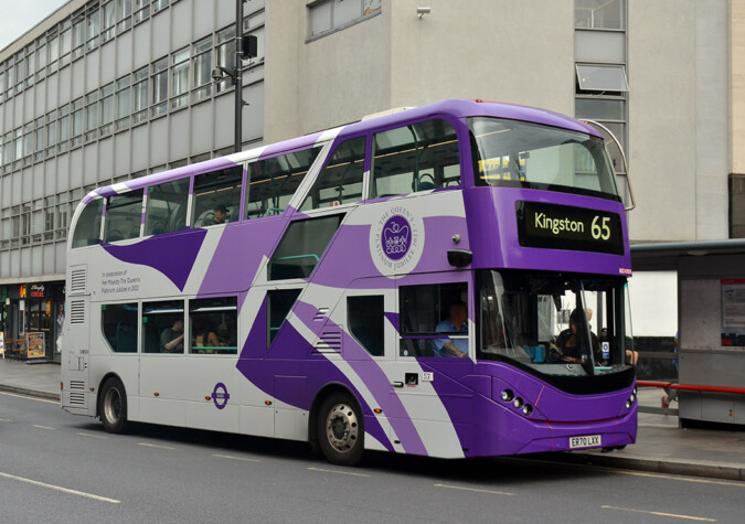RATP Transit London BYD D8UR - DD / ADL E400EV City BCE47070 (ER70 LXX) in Queen Elizabeth II Platinum Jubilee livery ~ Richmond, Railway Station ~ 3rd September 2022 [David Harman]