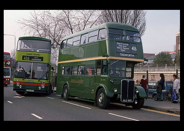 London & Country Dennis Dominator 604 overtakes RT3775 [David Bowker]