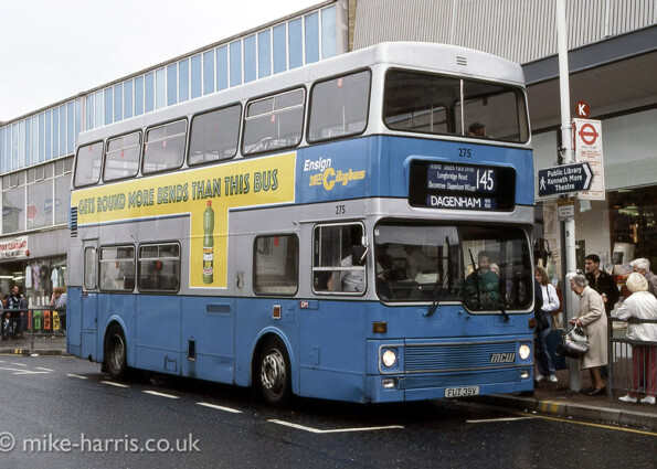 Ensignbus ex-Leicester Metrobus 275 [FUT 39V] ~ Ilford Station ~ 21 June 1991 [Mike Harris]