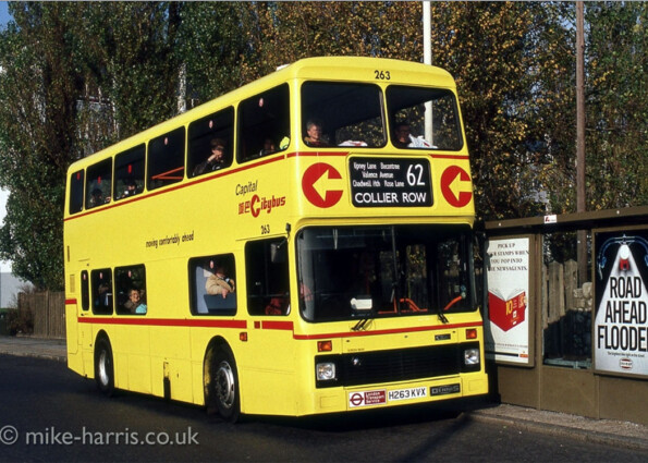 Capital Citybus Dennis Dominator 263 - Ripple Road - 16 November 1991 [Mike Harris]