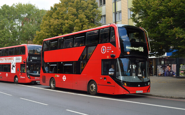 Go Ahead London ADL E400EV demonstrator EO1; Lower Clapton Road; 27 September 2025; © David Harman Go Ahead London ADL E400EV demonstrator EO1; Lower Clapton Road; 27 September 2025; © David Harman