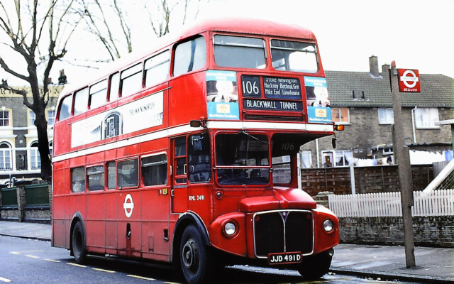 Hackney’s RML2491 on the 106 in the winter of 1980/1 when the scheduled buses were RMs. The route was briefly re-converted to crew operation from 1979 to 1982, said to be the first such re-conversion. © Graham Burnell Hackney’s RML2491 on the 106 in the winter of 1980/1 when the scheduled buses were RMs. The route was briefly re-converted to crew operation from 1979 to 1982, said to be the first such re-conversion. © Graham Burnell